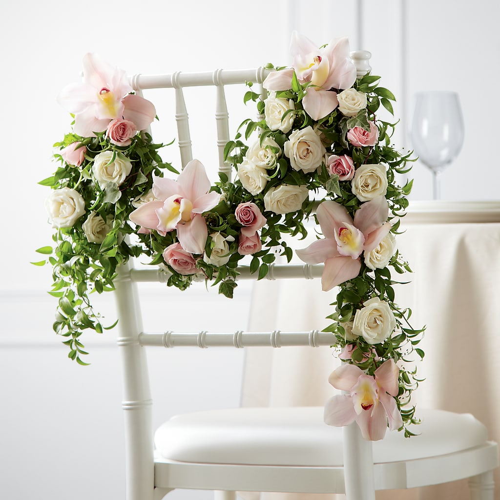 Orchid Rose Chair Décor – Greater Kansas City Flower Shop, Kansas City MO