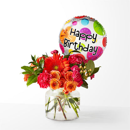Bouquet Fiesta avec ballon d'anniversaire