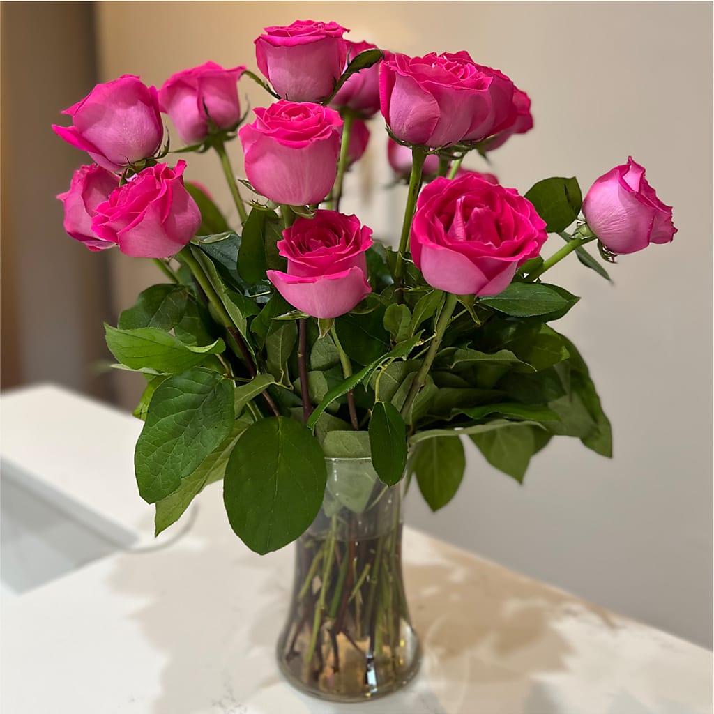 Long Stem Pink Rose Bouquet –  Greater Kansas City Flower Shop, Kansas City MO