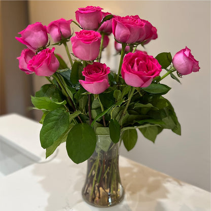 Long Stem Pink Rose Bouquet –  Greater Kansas City Flower Shop, Kansas City MO