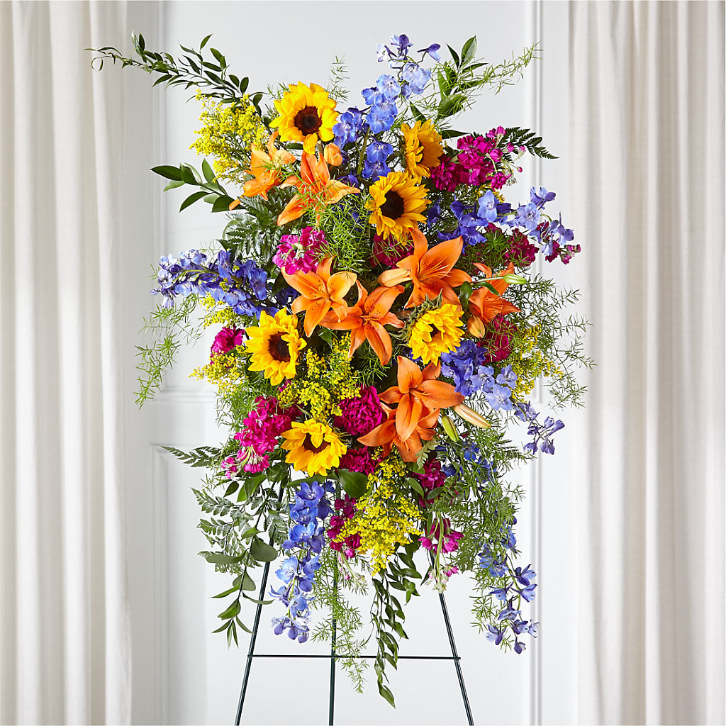 Sunlit Memories Standing Spray (Standard) –  Greater Kansas City Flower Shop, Kansas City MO