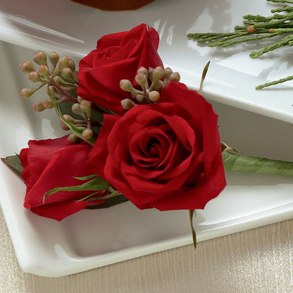 Red Spray Rose Boutonniere –  Greater Kansas City Flower Shop, Kansas City MO